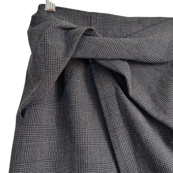 BABATON Jethro Dark Academia Twist Front Plaid Faux Wrap Stretch Mini Skirt 0 XS - Picture 6 of 6